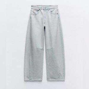 Zara TRF Baggy Balloon Barrel Jeans in Light Blue size 34/2